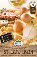 Produktbild von Sperli Gelbe Steckzwiebel Hercules F1 mit Darstellung der Zwiebeln, Aussaatzeit und Preisgruppeninformation auf Holzhintergrund. Produktbild von Sperli Gelbe Steckzwiebel Hercules F1 mit Darstellung der Zwiebeln, Aussaatzeit und Preisgruppeninformation auf Holzhintergrund.