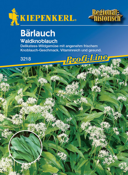 Produktbild von Kiepenkerl Bärlauch Waldknoblauch mit der Darstellung der Pflanze und Produktinformationen wie Artikelnummer und Beschreibung auf Deutsch