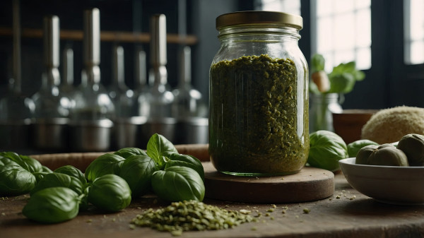 large-working-process-of-production-of-pesto-to-glass-jar-food-and-vegetable-factory