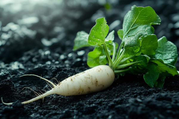 large-fresh-white-radish-growing-in-dark-fertile-soil