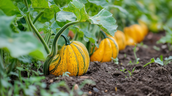 2400-pumpkins-growing-in-a-vegetable-garden-during-the-fall-season-showcasing-vibrant-yellow-fruits-surrounded-by-green-leaves