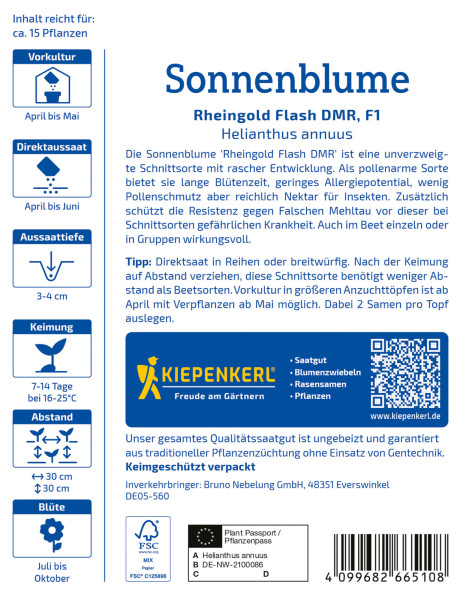 Kiepenkerl Sonnenblume Rheingold Flash DMR F1