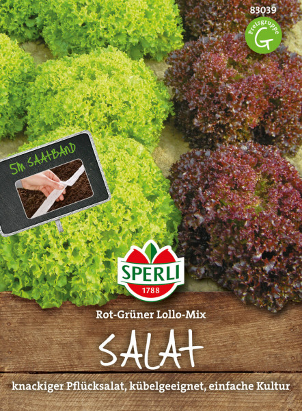 Sperli Salat Rot-Grüne Lollo-Kombination, Saatband