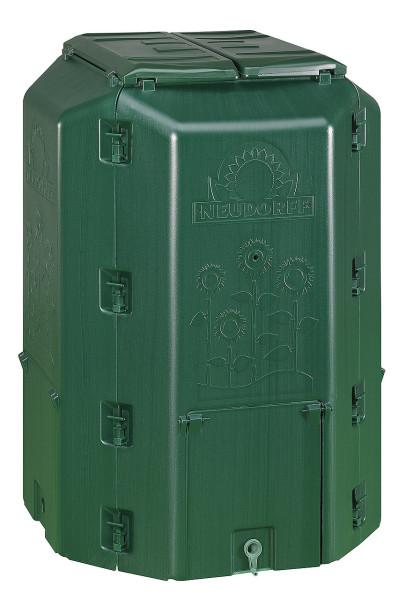 Produktbild eines grünen Neudorff Thermokomposters DuoTherm mit einem Fassungsvermögen von 530 Litern.