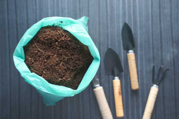 large-coco-peat-and-gardening-tools-a-table-with-copy-space