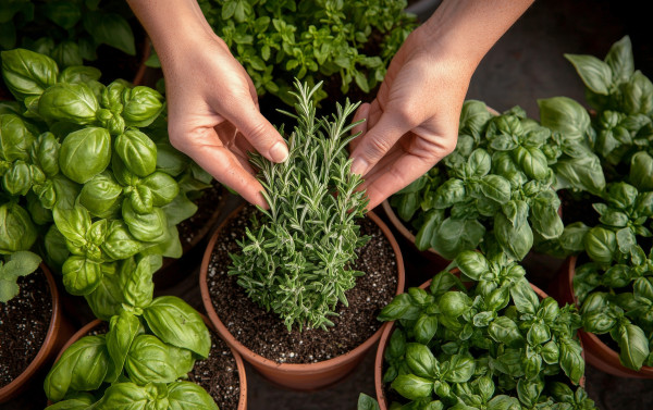 2400-growing-fresh-herbs-in-pots-during-a-sunny-afternoon-at-a-home-garden