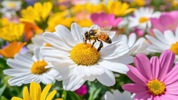 large-bee-collects-pollen-from-a-daisy-in-a-vibrant-garden-during-sunny-spring-afternoon