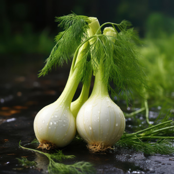 large-two-fresh-fennels-with-their-stalks-still-attached-are-placed-side-by-side-on-a-gray-background