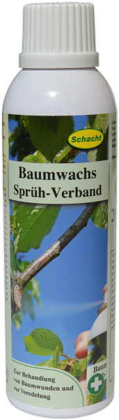 Produktbild von Schacht Baumwachs Sprueh-Verband in einer 200ml Sprayflasche zur Behandlung von Baumwunden und zur Veredelung.