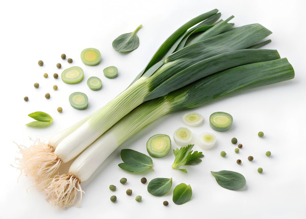 large-two-fresh-leeks-with-long-dark-green-leaves-and-white-stalks-lie-on-a-smooth-white-surface