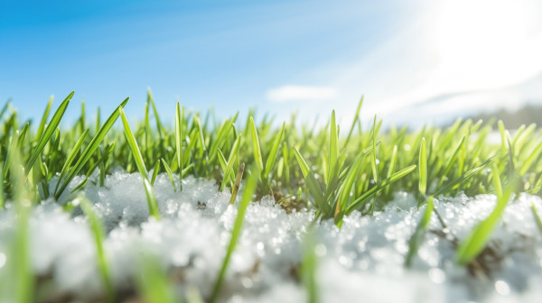 large-ai-generated-green-grass-in-thes-now-in-a-sunny-day