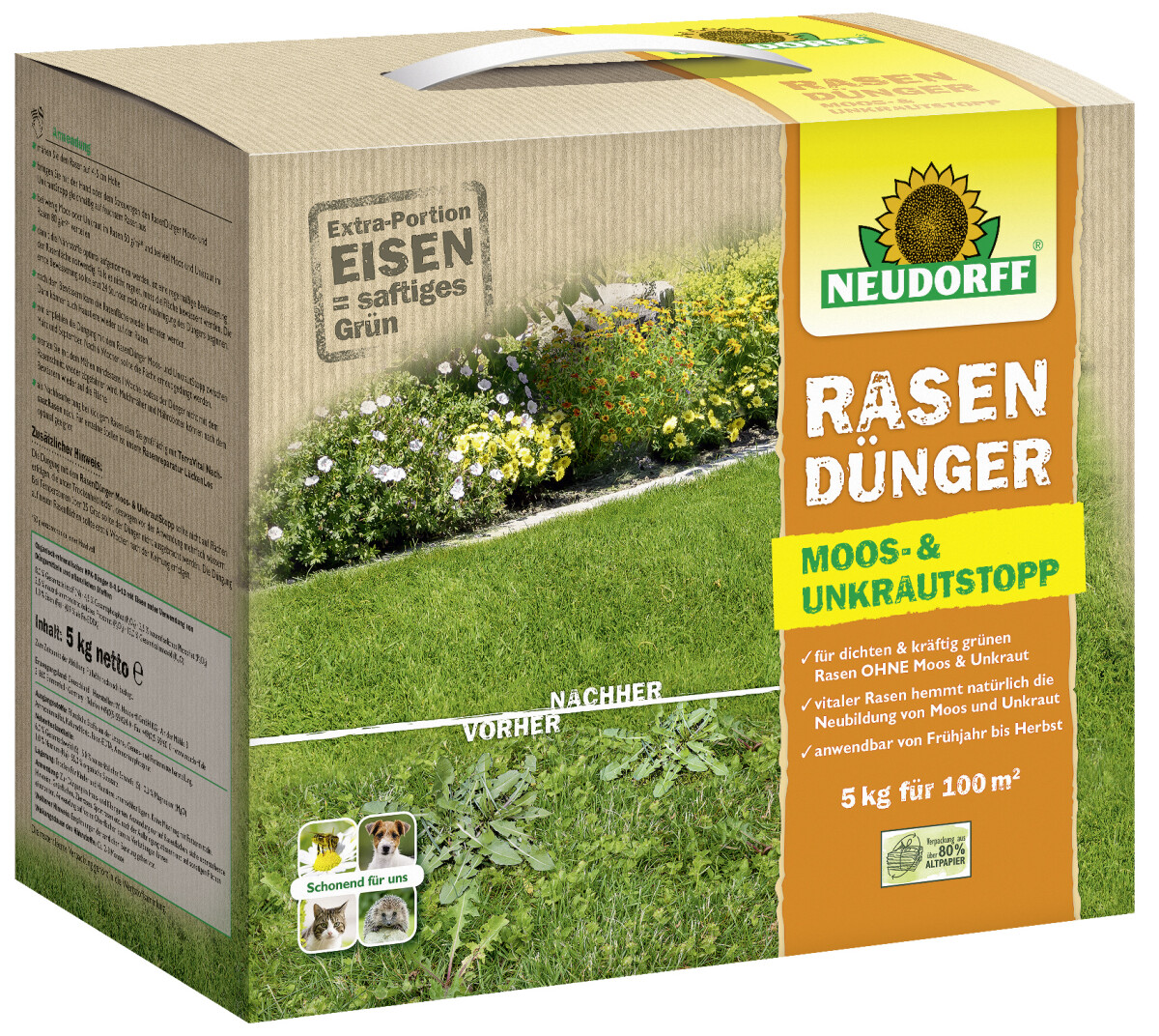 Neudorff RasenDünger Moos & UnkrautStopp 5kg Dicht & Kräftig