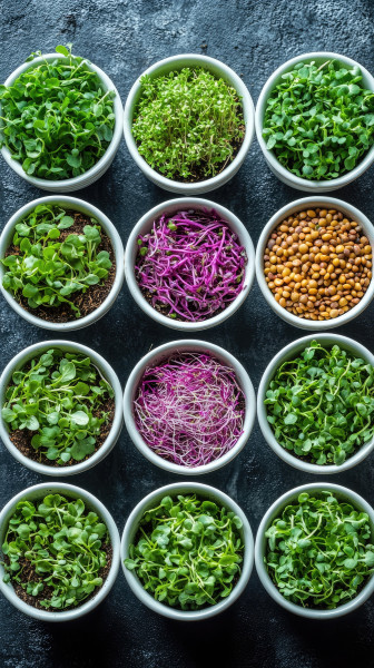 large-microgreens-growing-in-pots-forming-a-pattern
