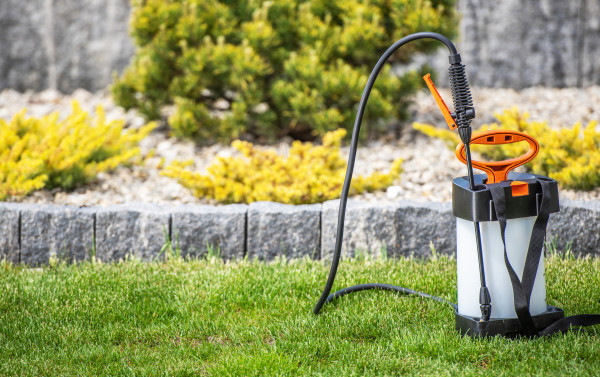large-garden-use-atomizing-backpack-sprayer-on-a-lawn