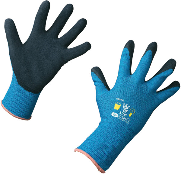 Produktbild von Freund Victoria Kinderhandschuh Kids 8-11 in Blau mit schwarzen Handflächen und Logo auf dem Handrücken