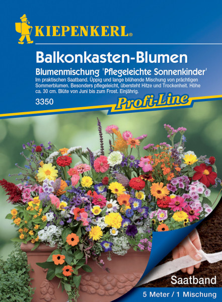 Blumenmischung Balkonkasten-Blumen Pflegeleichte Sonnenkinder, Saatband