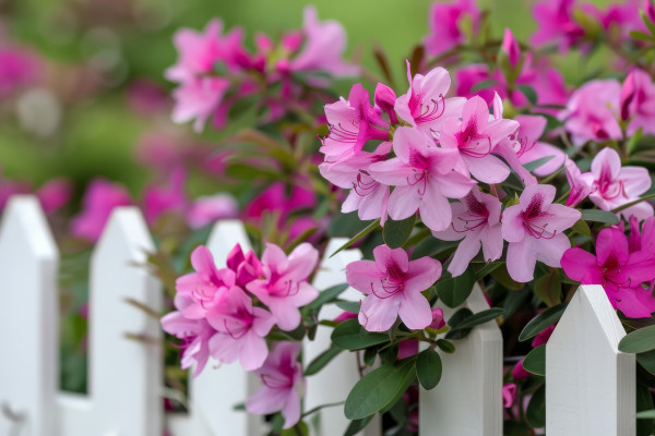 2400-vibrant-pink-azalea-blooms-against-white-picket-fence-in-spring-garden