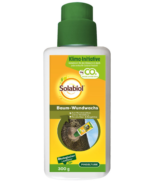 Produktbild von Solabiol Baum-Wundwachs in einer 300g Pinseltube für den ökologischen Landbau geeignet zum Wundverschluss und Veredelung bei Obst- und Ziergehölzen.