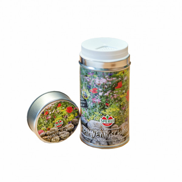 Produktbild von Sperli Streudose SPERLIs Wiesenmagie mit Blumenmischung spezielle für Schmetterlinge und Bienen samt Dosierdeckel