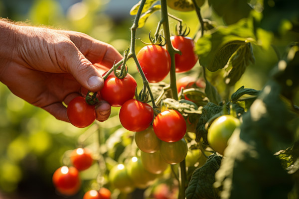large-ai-generated-close-up-of-a-hand-picking-a-ripe-fresh-tomato-from-the-vine-in-a-sunlit-garden-highlighting-the-vibrant-red-color-and-natural-setting