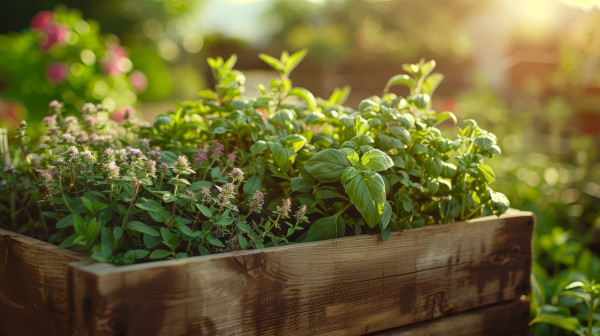 large-vibrant-wooden-planter-box-with-fresh-oregano