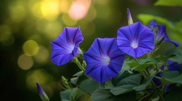 2400-ai-generated-closeup-of-blue-and-purple-morning-glory-flowers-and-foliage-selective-focus-2