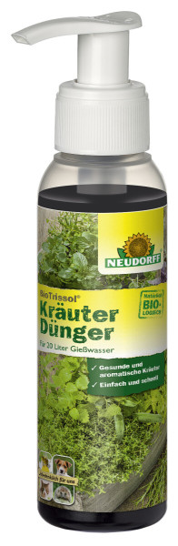 Produktbild von Neudorff BioTrissol KräuterDünger 100ml Dosierspender mit Hinweisen für gesunde und aromatische Kräuter, einfach und schnell anwendbar.
