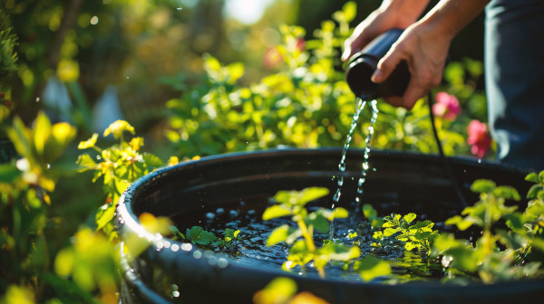 large-ai-generated-hands-of-a-man-pouring-water-from-a-watering-can-in-a-garden