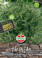 Produktbild von Sperli Thymian SimplyHerbs mit Darstellung der Thymianpflanzen und Verpackung mit Markenlogo Preisgruppe und Hinweis auf Multipille für... Produktbild von Sperli Thymian SimplyHerbs mit Darstellung der Thymianpflanzen und Verpackung mit Markenlogo Preisgruppe und Hinweis auf Multipille für dichten und schnellen Kräutergenuss.