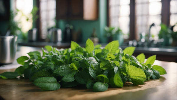 2400-fresh-mint-leaves-basking-in-natural-light-on-a-sleek-kitchen-counter